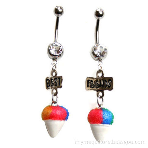 Dangling Crystal Navel Belly Rings with Nickel and Lead-free, Customized Colors Available